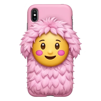 Emoji with a iPhone and a pink case with a soft fluffy pink case and decorations with accessories and sticker