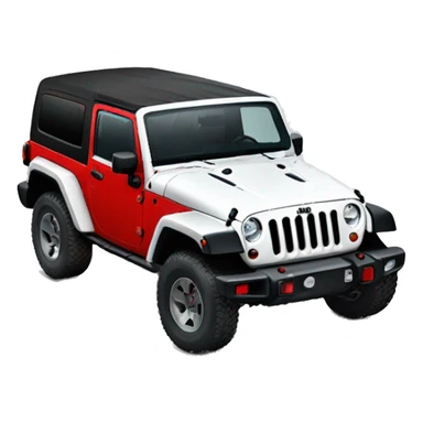 White Jeep Wrangler Rubicon with Red accents top off sticker