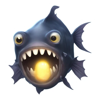 Anglerfish with a glowing lure hanging from its forehead, sharp teeth, and big eyes. sticker