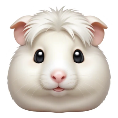 Cinematic Cute White Guinea Pig Portrait Emoji, Head tilted playfully and inquisitively, showcasing a silky, immaculate white fur with a natural glow, round, sparkling dark eyes filled with curiosity, Simplified yet irresistibly adorable features, highly detailed, glowing with a warm, friendly light, high shine, affectionate and lively, stylized with a touch of whimsy, bright and endearing, soft glowing outline, capturing the essence of a mischievous yet loving guinea pig, so playful it feels like it could nuzzle out of the screen and into your arms! sticker