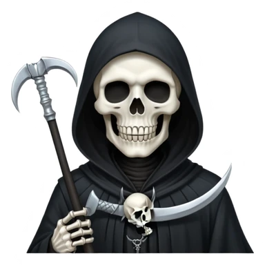Silver skull Grim Reaper gothic With a scythe  sticker