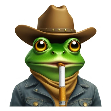 Frog smoking a cigarette with a cowboy hat on sticker