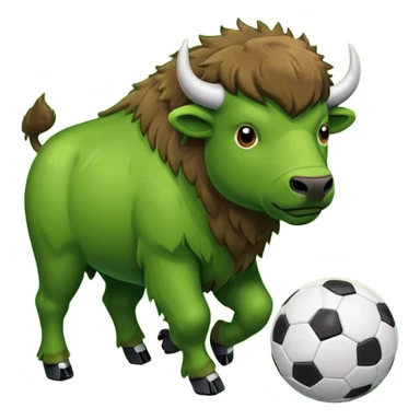 Green bison playing soccer sticker