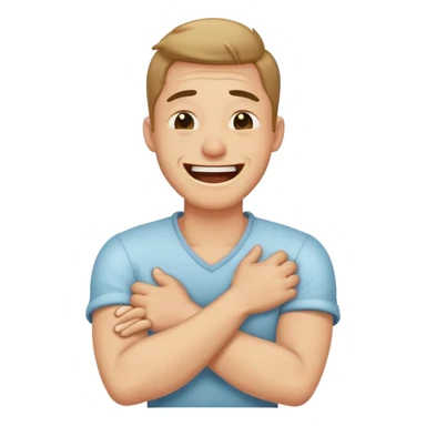 guy holding neck with crossed arms laughing crying sticker