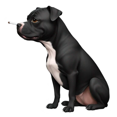 Pure Black pitbul smoking a cigarette sticker