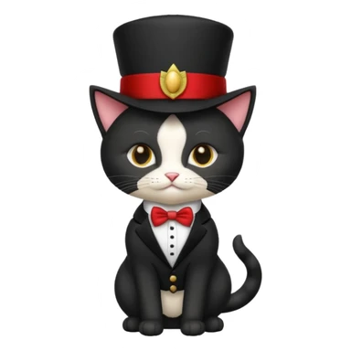 black suited cat with fes hat sticker