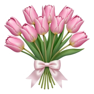 Pastel pink tulip bouquet with bow sticker