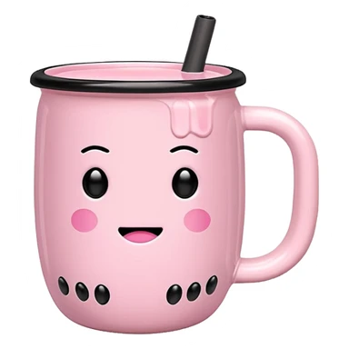 Pink mug with bubble tea, Without a face, Just a pink bubble tea mug sticker