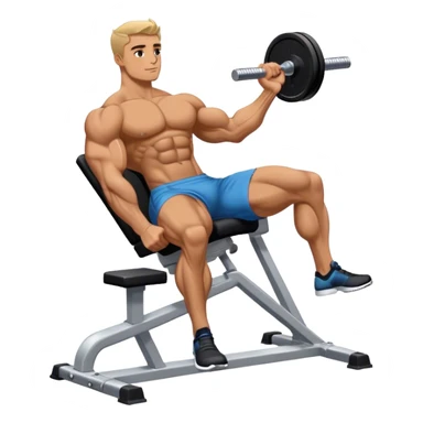 side-view bodybuilder seated weighted calf-raise machine lower leg exercise sticker