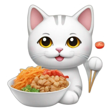 cute cat with korean flag and korean food  sticker