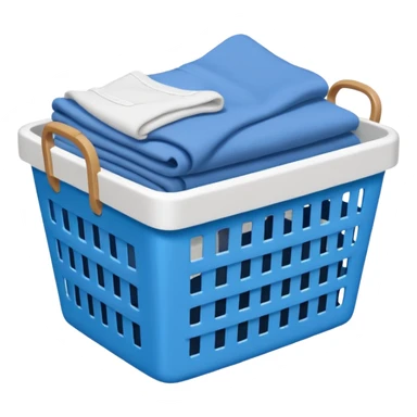 white LAUNDRY BASKET WITH FOLDED blue CLOTHES sticker