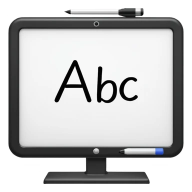 Whiteboard with ABC written on with handwriting sticker