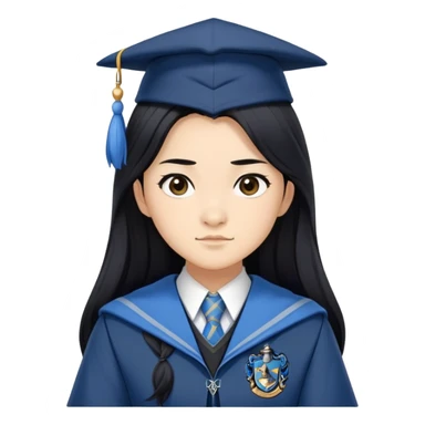 Cho Chang in harry potter, wear hogwarts Ravenclaw uniform, long black hair sticker