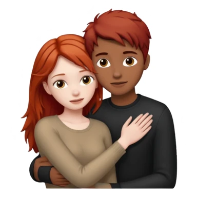 Red haired girl with dark brown hair boy romance sticker