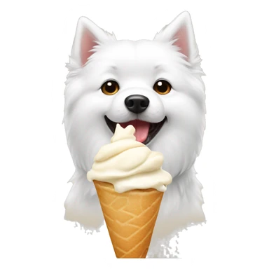 japanese spitz dog eating icecream sticker