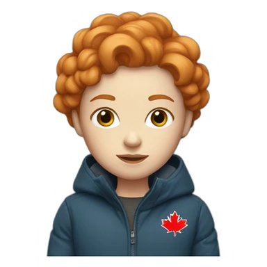 Ginger women with blue eyes and a Canadian jacket sticker