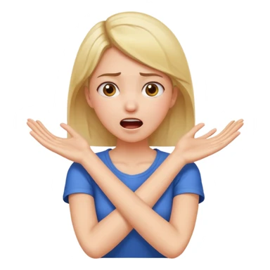 Arms crossed hands holding neck surprised yelling girl sticker