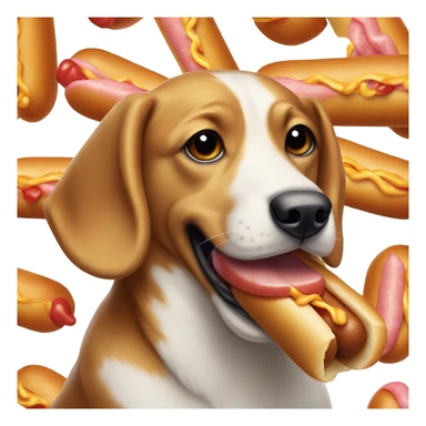 Dog eating a hot dog sticker