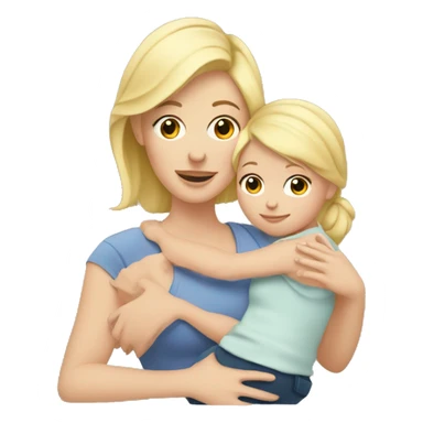 blonde mom with a little daughter in her arms sticker