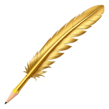 3D perspective Premium golden feather pencil sticker
