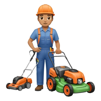 Maintenance worker
with lawnmower, full body sticker