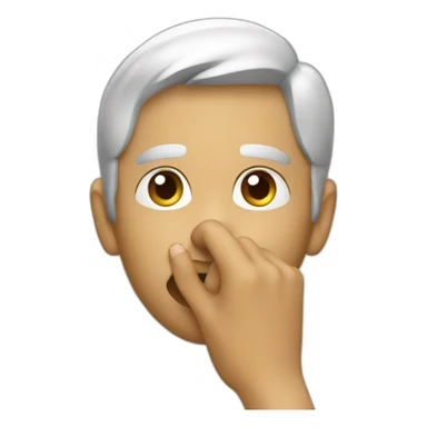 A guy with his finger in his mouth making the silence sign sticker