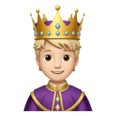 Royal Kid boy with fancy crown head 3d sticker