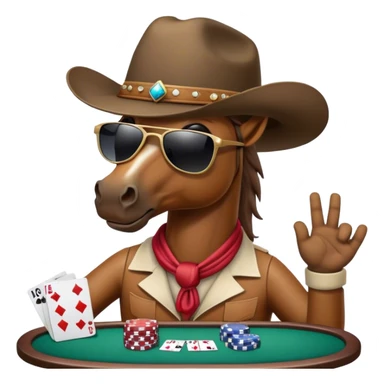 horse playng poker wearing cowboy hat wearing sunglasses sticker
