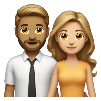Couple holding hands, girl has light brownish complexion with medium hair and rectangular frames, The boy is white and has trimmed beard sticker