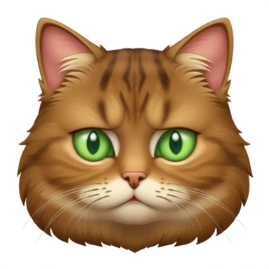 a fluffy brown tabby cat  face who is very grumpy sticker