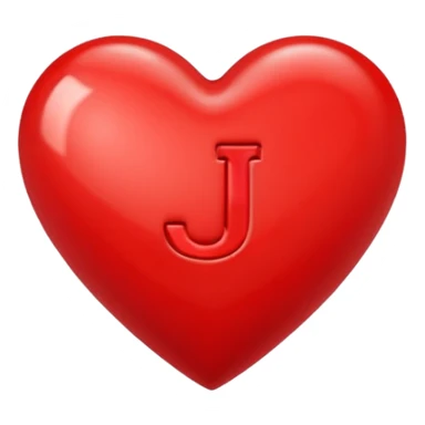  Red J initial in read heart sticker