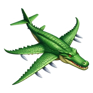 A crocodile with a body airplane sticker