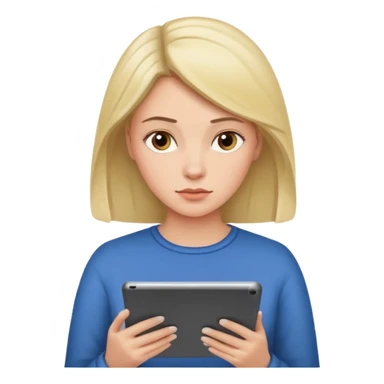 woman reading a tablet sticker