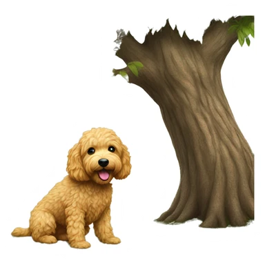Golden doodle peeing on a tree sticker
