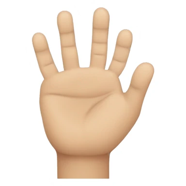 flat hand emoji but the thumb is touching the fourth finger and therest fingers are flat sticker