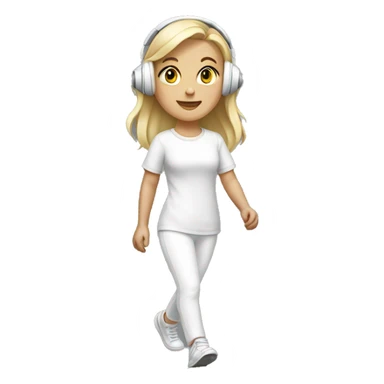 blonde girls wearing white headphones walking  sticker