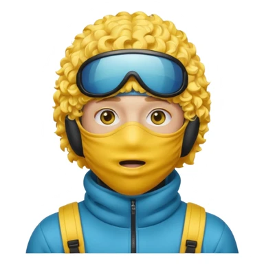 make a yn in a ski mask but but the mask is only covering his mouth and his hair is curly and yellow skin like emoji sticker