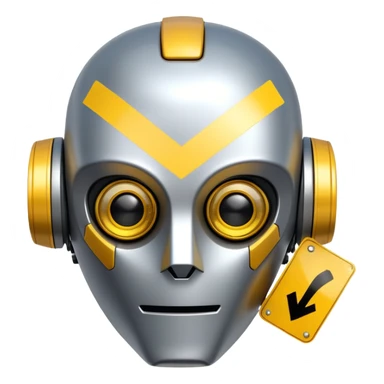 robot head with a yellow checklist with a warning symbol on it sticker