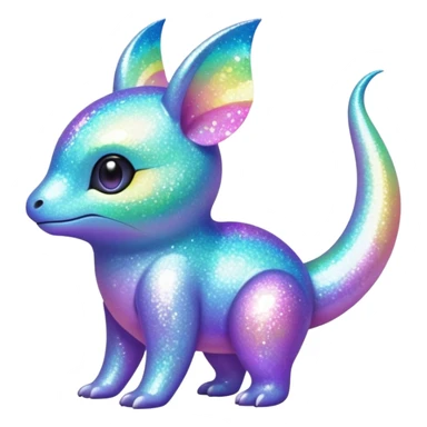 Pastel glittery Randomly-colored sparkly exotic Fakémon-creature sticker