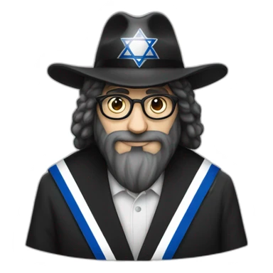 rabbin with Sidelocks holding israel flag sticker