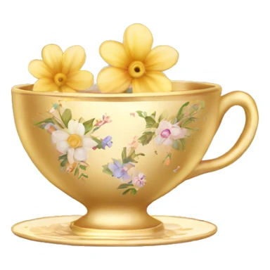 Golden teacup with floral pattern  sticker