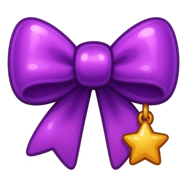 purple bow emoji, cute and shiny, with a small star charm sticker