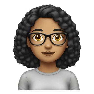 Mixed-race girl with glasses and black hair.  sticker