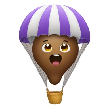 Poop emoji with a parachute  sticker