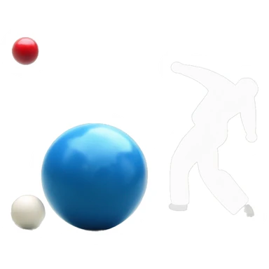 lawn bowler bowling a blue bowl towards a white jack sticker