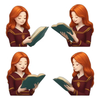 Pale skinned gryffindor Redhead reading a book sticker