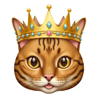 brown bengal cat with crown sticker
