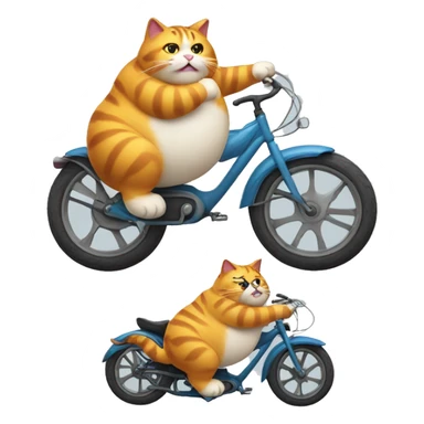 Fat cat riding a bike sticker