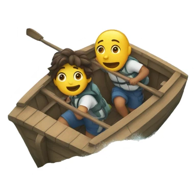 two friends escaping in boat in ocean sticker