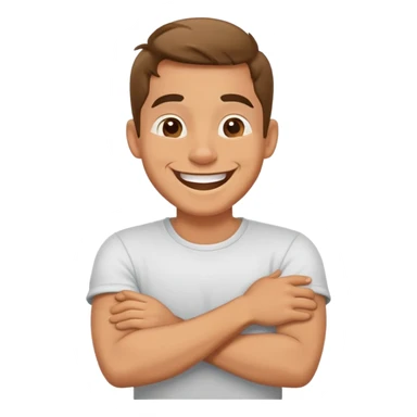 arms crossed around neck laughing guy sticker